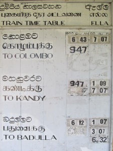 Traind Schedule from Ella station 
